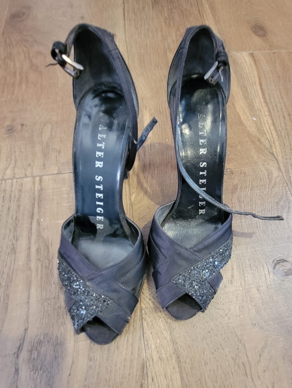 Vintage Walter Steiger Black Women's Strappy High Heel Sandals